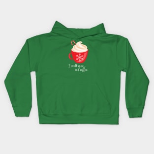 I smell snow and coffee. Kids Hoodie